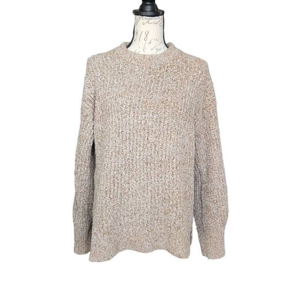 89th & Madison Ladies Size Large Tan White Soft Cozy Long Sleeve Sweater - Picture 1 of 6